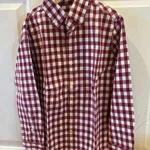 Crewcuts Men's Burgundy and White Gingham Button-Down Shirt